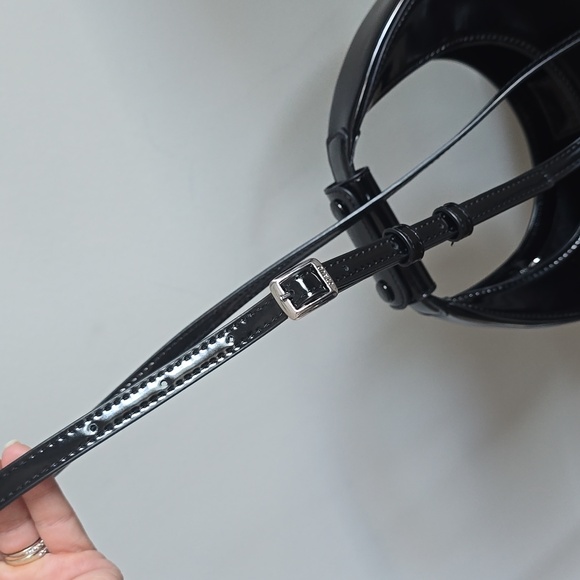 STAUD Mini Moon Patent Leather Bag In Black - Picture 10 of 11